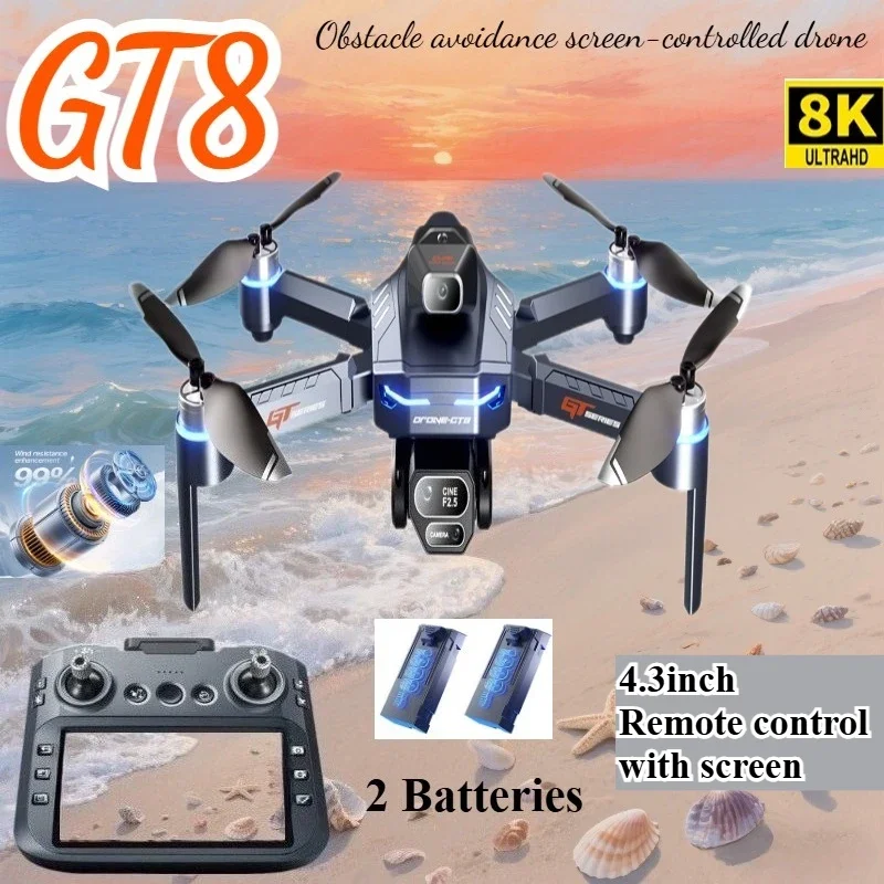 Drone Photogrammetry - Drone 4K HD GT8 กล้องหลีกเลี่ยงอุปสรรคการถ่ายภาพทางอากาศBrushless Droneหน้าจอพับRC
