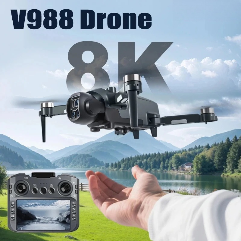 Drone Multispectral - โดรนรุ่นดั้งเดิม V988 กล้องคู่ความละเอียด 8K HD พร้อมรีโมทคอนโทรลระดับมืออาชีพพร้อมหน้าจอ